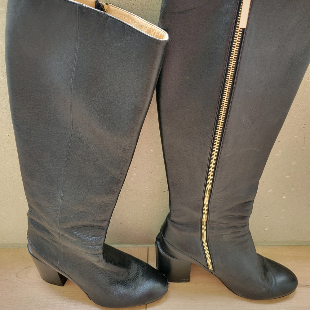 Dear Frances Black Leather Heeled Boots